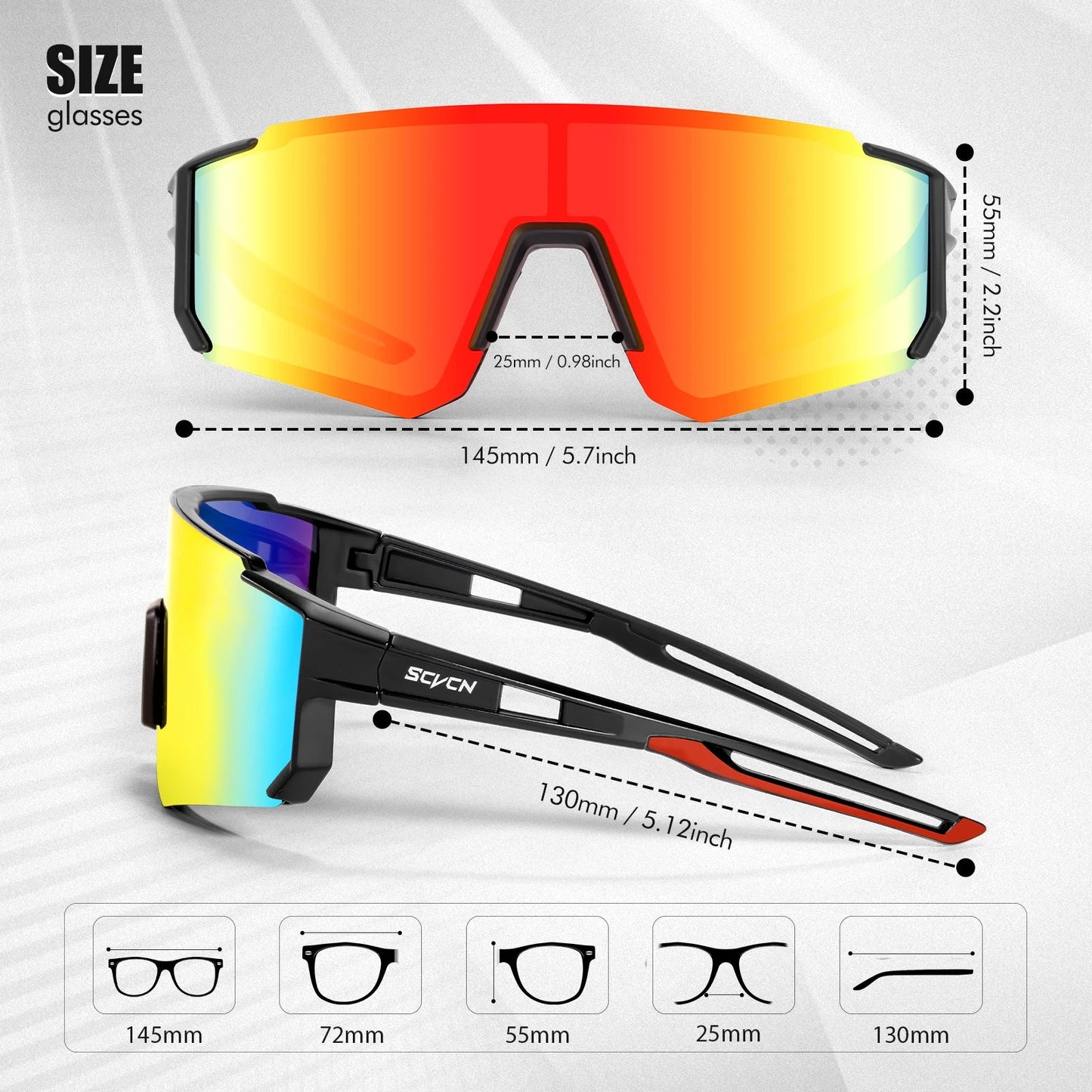 Gafas de sol deportivas SCVCN para hombre y mujer: ciclismo, MTB, ciclismo, camping, golf, béisbol, moda Y2K, UV400, estilo urbano